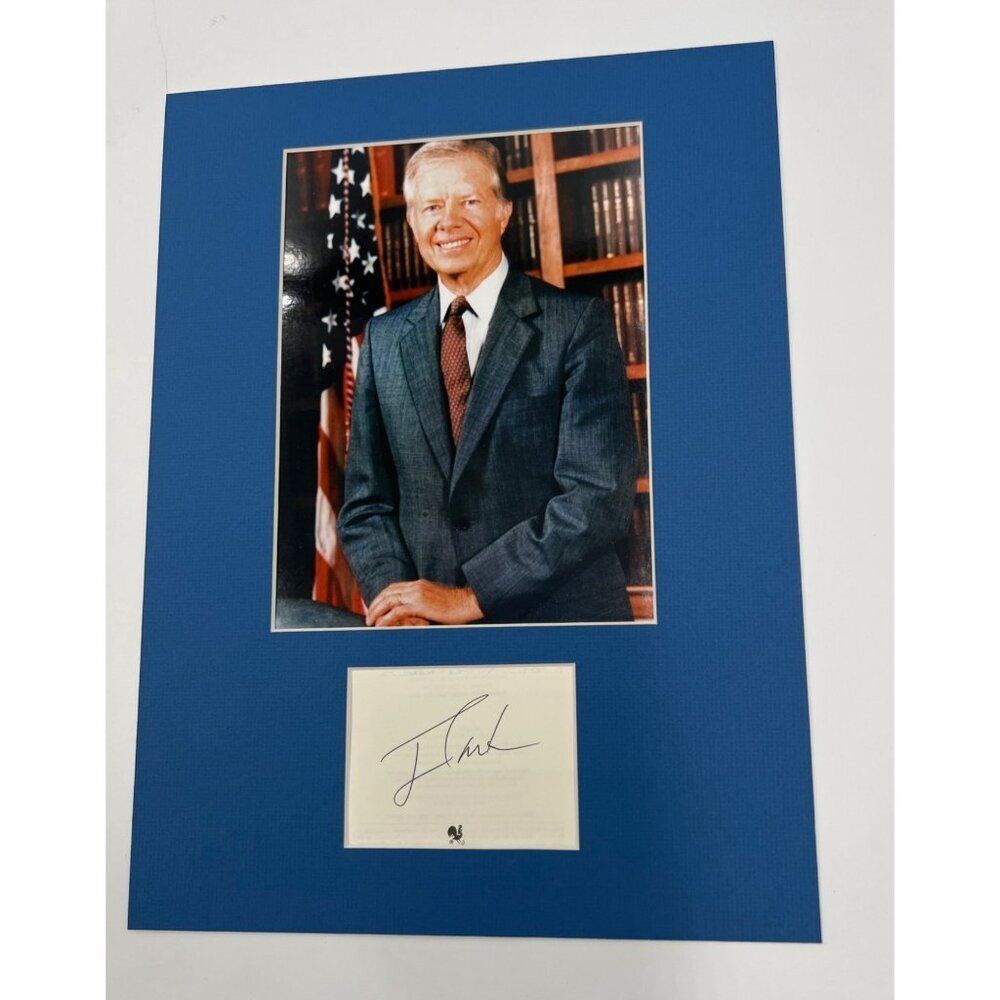 President Jimmy Carter Signed Cut Matted With Photo